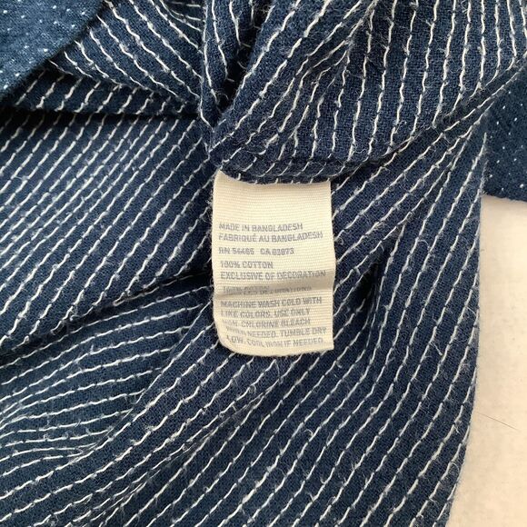 American Eagle Men’s Large Shirt Long Sleeve Button Up Down Navy Blue Prep Fit - Picture 10 of 11